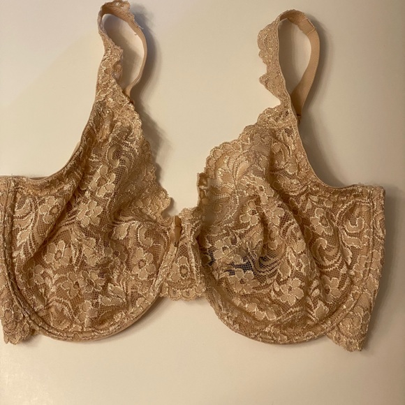 34DDD 34F “Smart & Sexy” Lace back Rhinestone Nude Tan Underwire Bra Mesh Sling - Picture 5 of 13
